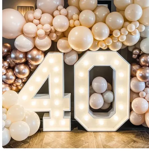 Rental Bundle - 2 Light Up Marquee Numbers with Balloon Garland 