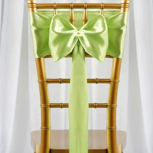 Lime Green Satin Chair Sash Rental for Gold Chiavari Chairs
