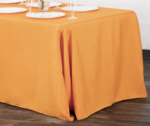 Party Rental Orange Rectangular Table Cover Linen - Loose Fit 90