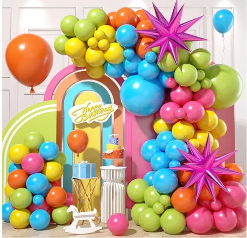 Grab and Go Balloon Garland Only - Pink Yellow Blue Orange Lime 