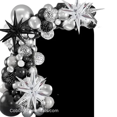 Premade Ready to Hang Grab and Go Balloon Garland Only - Black Polka Dot Mix  