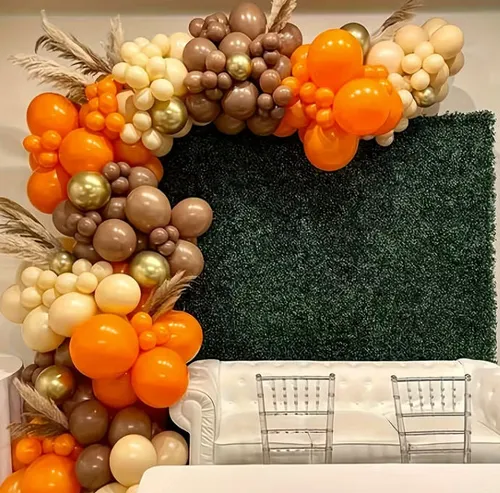 Thanksgiving Premade Ready To Use Grab and Go Balloon Garland Only -  Brown Gold Orange Sand 