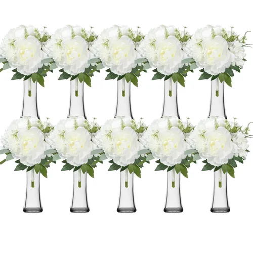 Party Rentals - Small White Flowers Event Table Decoration Centerpieces - Set of 10