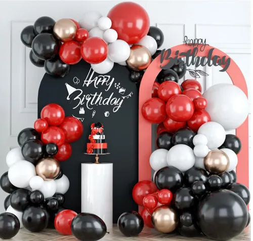 Grab and Go Balloon Garland Only - Black red White Hits of Rose Gold