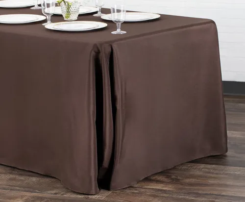 Party Rental Brown Rectangular Table Cover Linen - Loose Fit  90