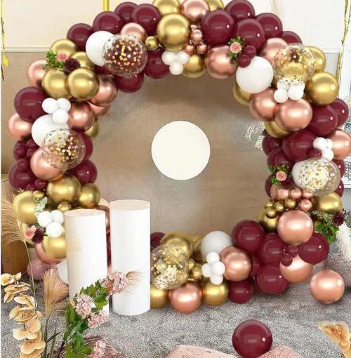 Grab and Go Balloon Garland Only - Burgundy Rose Gold White & Gold 