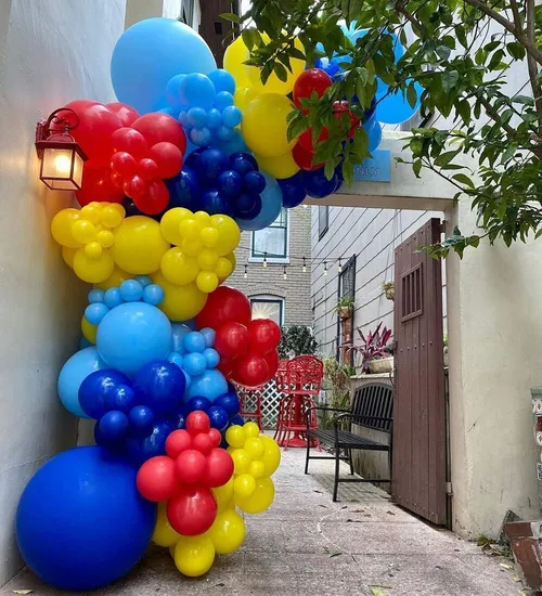 Premade Ready to Hang Grab and Go Balloon Garland Only - Red blue yellow 