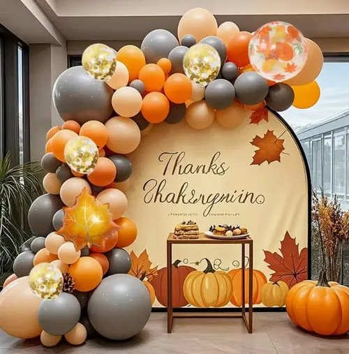  Premade Ready To Use Grab and Go Balloon Garland Only - Gray Orange Peach