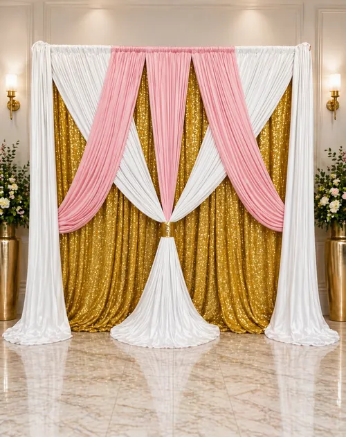 Luxury Drape Setup  Style 2 Any Color of Choice (Set up & Installation Only) - Delivery Charges Apply