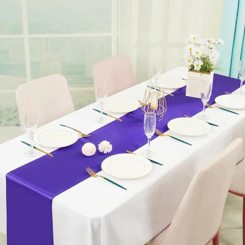 Party Rental - Decorative Satin Table Runner - Purple 