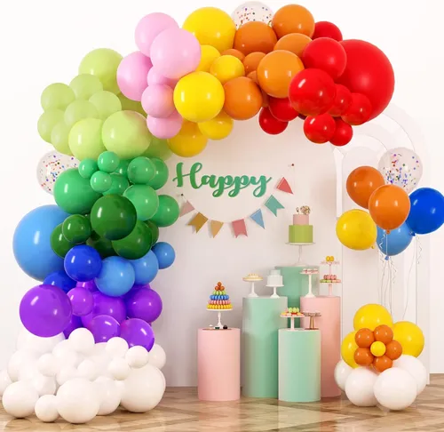 Grab and Go Balloon Garland Only - White Purple Royal Blue Light Blue Emerald Green Lime Pink Yellow Orange Red 