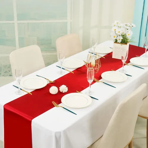 Party Rental - Decorative Satin Table Runner - Red 