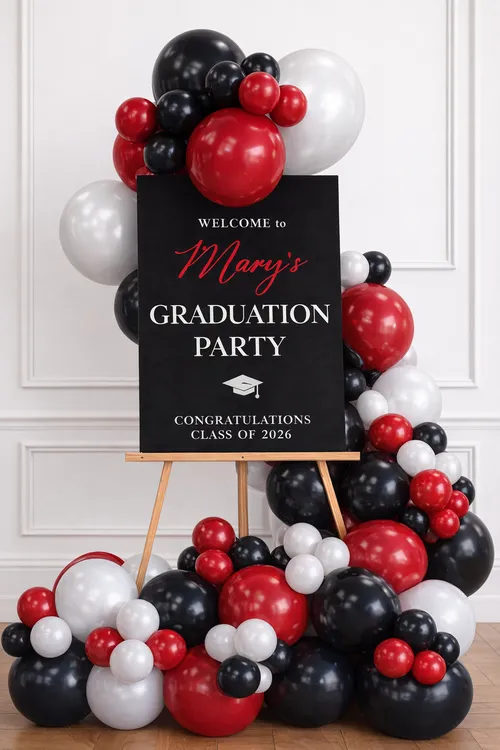 Custom Graduation Balloon & Welcome Sign Bundle (Colors can be Customized, Easel Not Included)