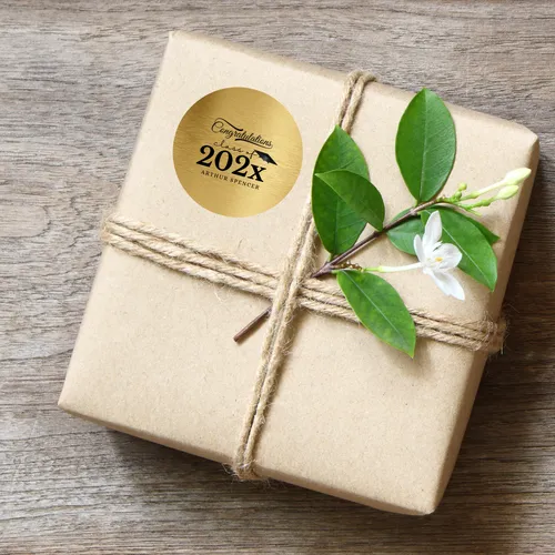 Personalized Current Year Graduation Favor Stickers Gold Foil -60ct 2inch 