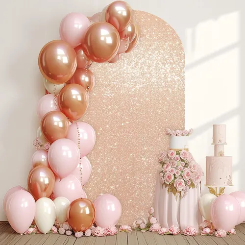 Rose Gold Glitter Backdrop Arch 7ft x 4ft 