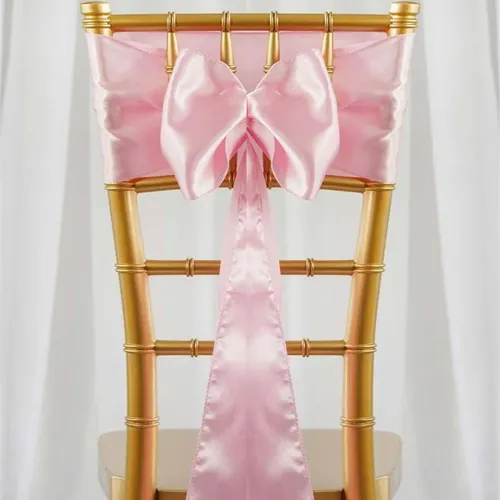 Light Pink Chair Sash Rental for Gold Chiavari Chairs
