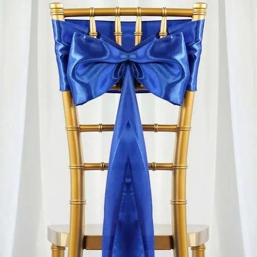 Blue Chair Sash Rental for Gold Chiavari Chairs