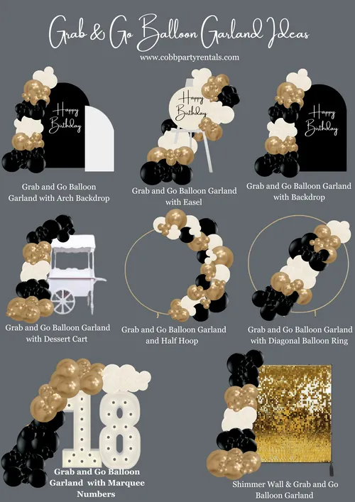 Premade Ready to Hang Grab and Go Balloon Garland Only Gold and Blue Balloon Arch Garland