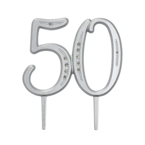 Cake Topper Rental Silver Rhineshone 50 - 50th Birthday
