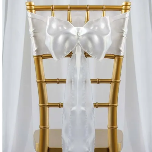 White Chair Sash Rental for Gold Chiavari Chairs