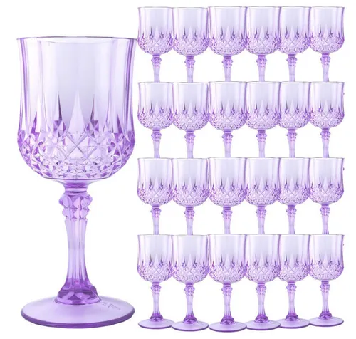 Party Rentals - Set of 12 Lavender Acrylic Goblets 