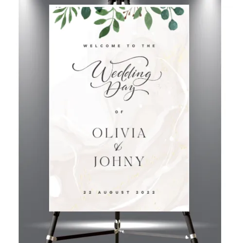 Greenery Wedding Day Printed Foam Board 
