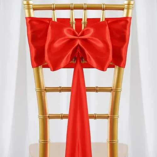 Red Chair Sash Rental for Gold Chiavari Chairs