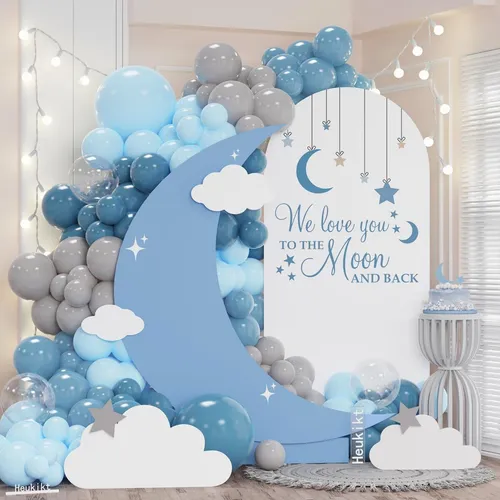 Grab and Go Balloon Garland Only - Light Blue Dusty Blue Gray 