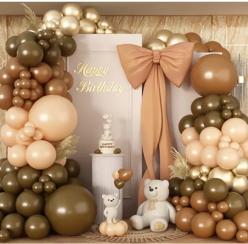 Grab and Go Balloon Garland Only - Deep Brown Light Brown Sand brown and Gold 