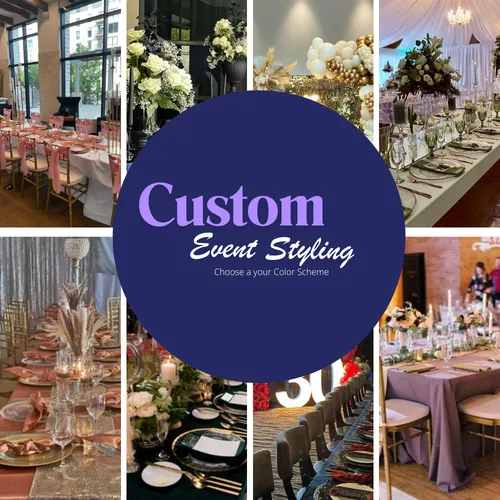 Event Package Total Event TakeOver- The Intimate Lunch / Dinner Event Design Event Setup & Breakdown (Includes Chiavari Chairs, Tables, Tablecovers, Menus, Backdrop, Photobooth, Centerpieces, Charger Plates & More)
