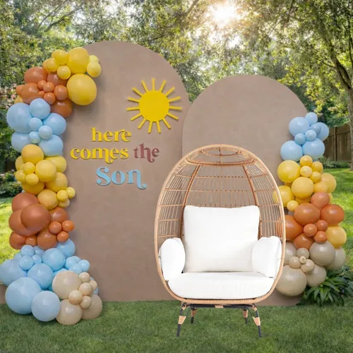 Light Blue Mustard Tan Brown Here Comes the Son Themed Grab and Go Balloon Garland – Ready-To-Use Balloon Decor  