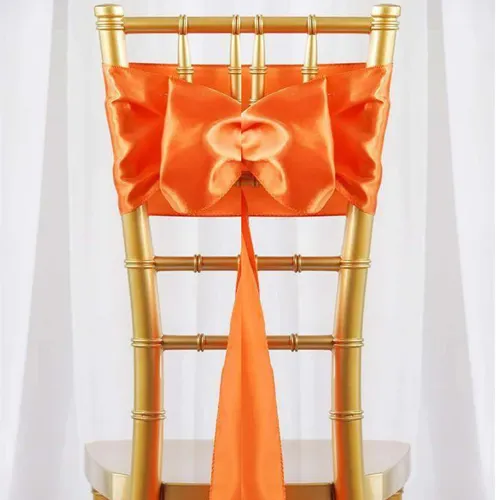 Orange Chair Sash Rental for Gold Chiavari Chairs