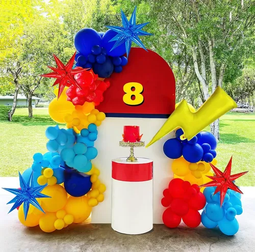 Grab and Go Balloon Garland Only - Red blue yellow Star and Lighting 