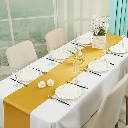 Party Rental - Decorative Satin Table Runner - Gold 