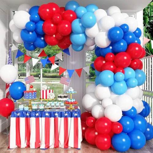 Grab and Go Balloon Garland Only- 4th of July - Blue Red and White Mix 