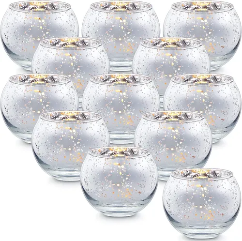 Party Rental Set of 12 Silver Tealight Decorative Candle Holder Weddings/Parties Table  