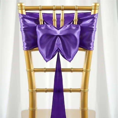 Purple Chair Sash Rental for Gold Chiavari Chairs