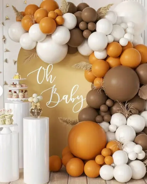 Premade Ready To Use Grab and Go Balloon Garland Only -  Burnt Orange Brown Tan White 