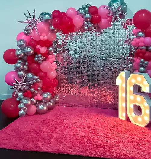 Rental Bundle - Age Milestone Light Up Number Shimmer Wall Balloon Garland & More 