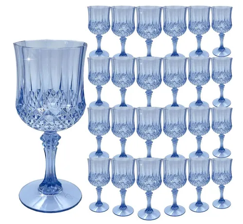 Party Rental - Set of 12 Acrylic Goblets  - Blue