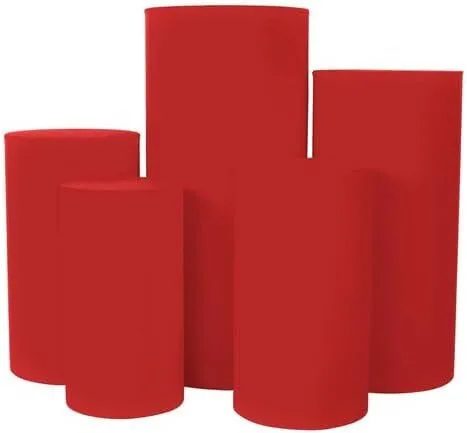 Cylinder Backdrop Dessert Stand Tables with Red Covers 