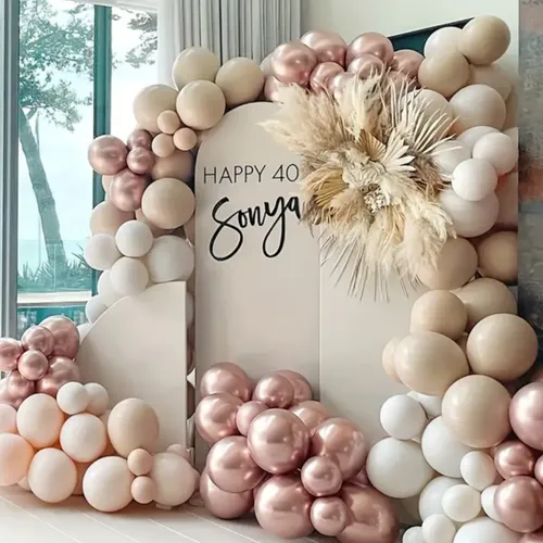 Sand Tan Rosegold Light Blush Premade Grab and Go Balloon Garland – Ready-To-Use Balloon Decor for Atlanta Events, Birthdays, Baby Showers & Weddings
