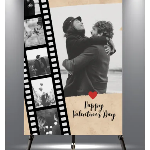 Happy Valentines Day Black & White Printed Foam Board (20x30inches)