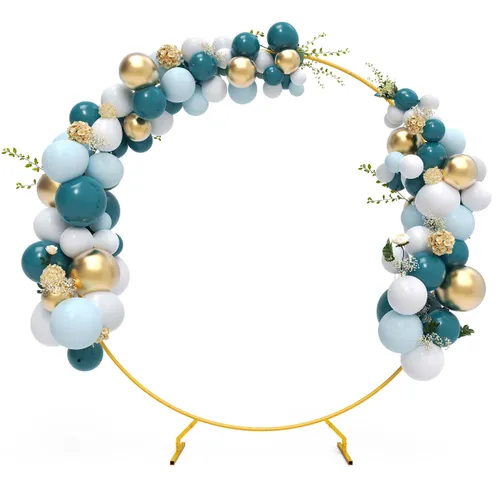 7.2FT Gold Round Backdrop Stand Metal Circle Wedding Balloon Arch Kit Frame