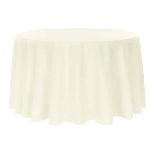 Light Ivory Round 120inch Polyester Table Cover 