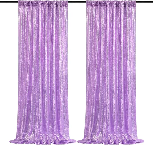 Rent 2Panel (2x8ft) Wedding Birthday Party Photo Backdrop Drapes - Shimmering Lavender 