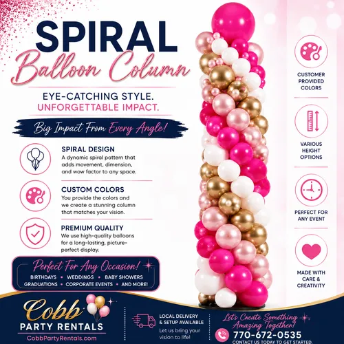 Balloon Column - Spiral Balloon Pattern - Customer Provided Colors (Delivery Strongly Recommended)
