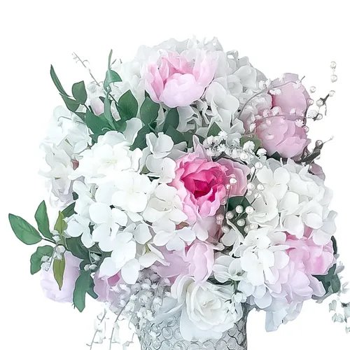 White and Pink Floral Arrangement - Tall 