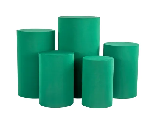 Rent Cylinder Backdrop Dessert Tables with Green Covers