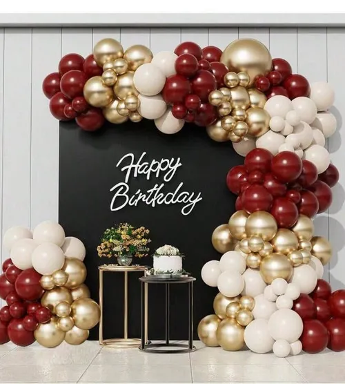 Premade Ready to Hang Grab and Go Balloon Garland Only - Burgundy Gold Sand 